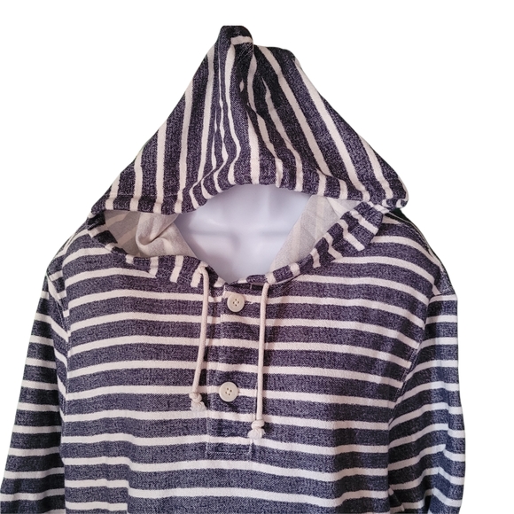 J. Crew Fleece Nautical Style Striped Hoodie Pullower - Picture 3 of 9